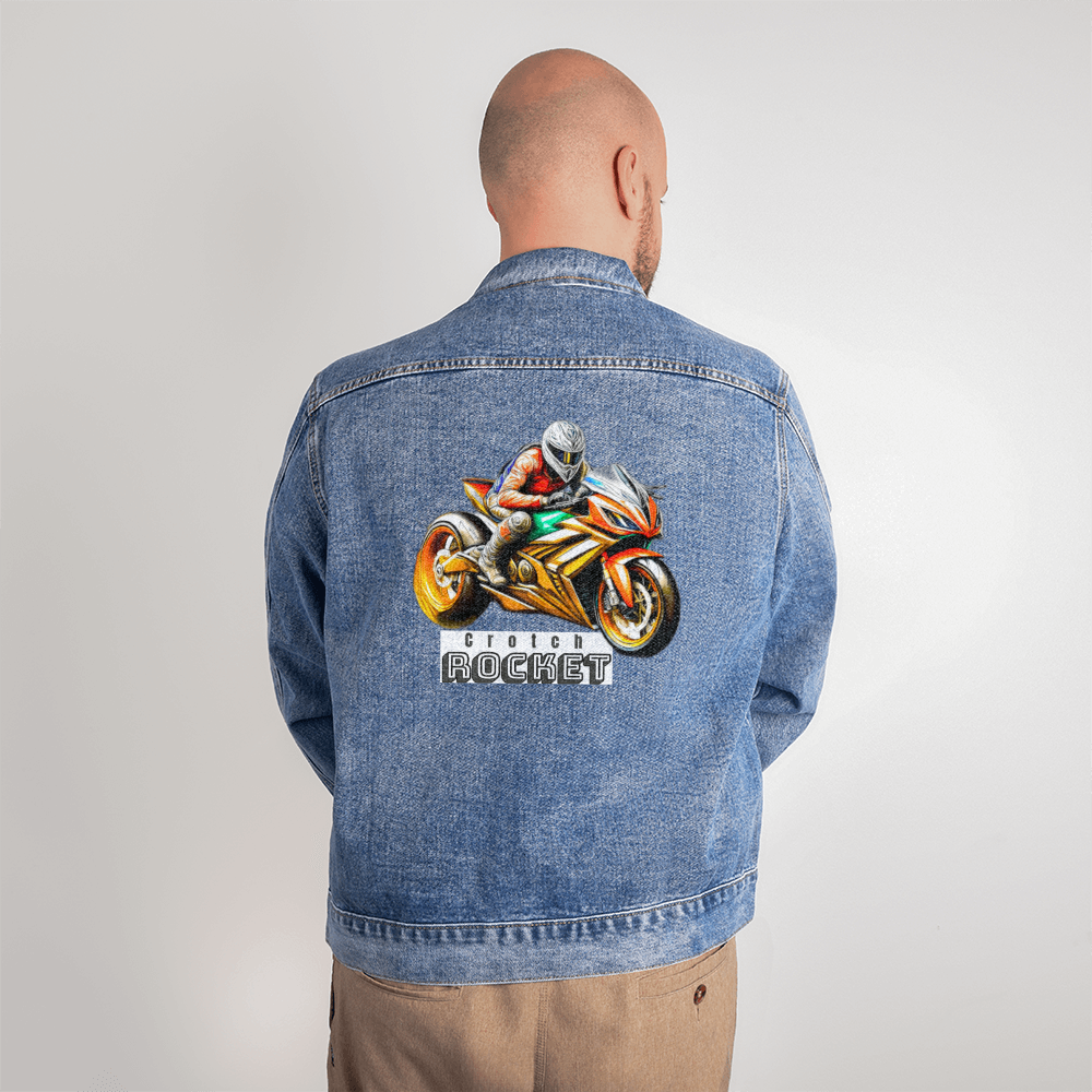 Crotch Rocket Motorcycle Men's DTG Denim Jacket