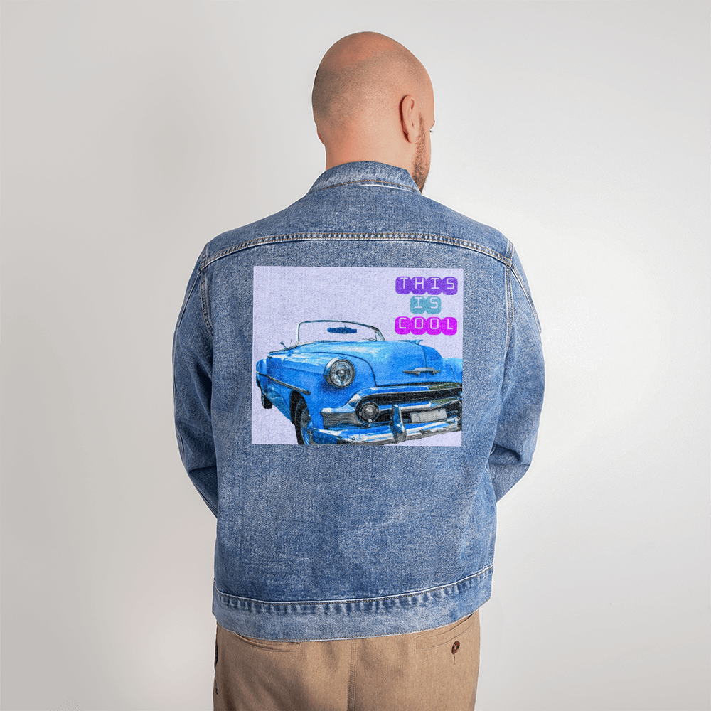 Classic Old Car is Cool DTG Denim Jacket for Men