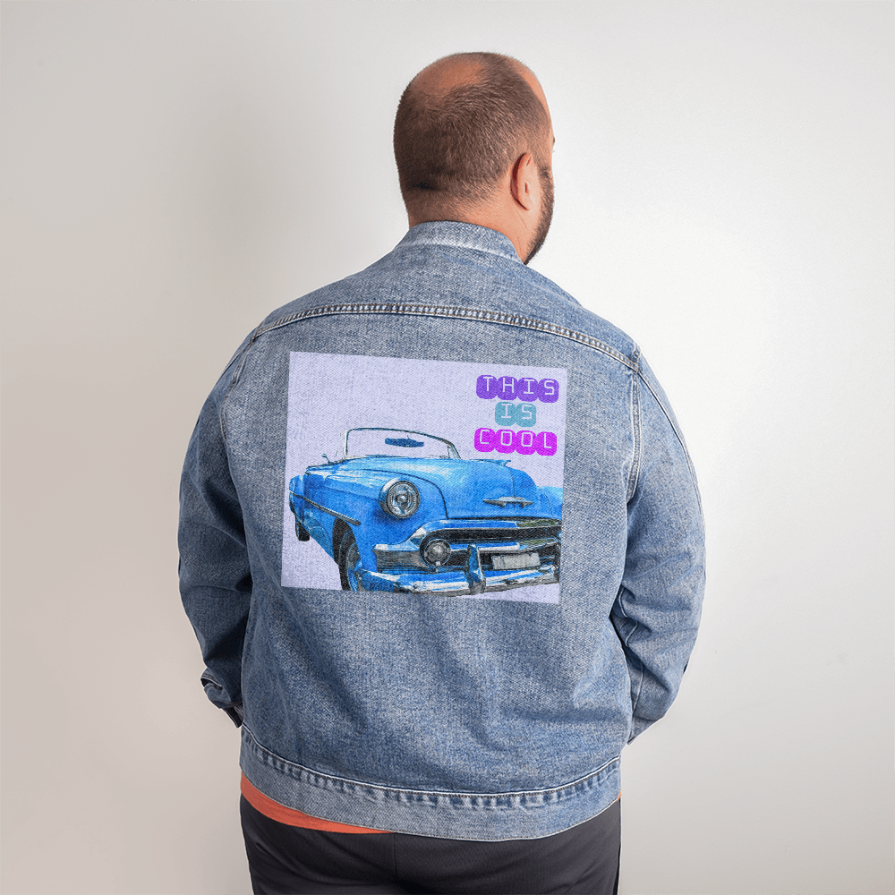 Classic Old Car is Cool DTG Denim Jacket for Men