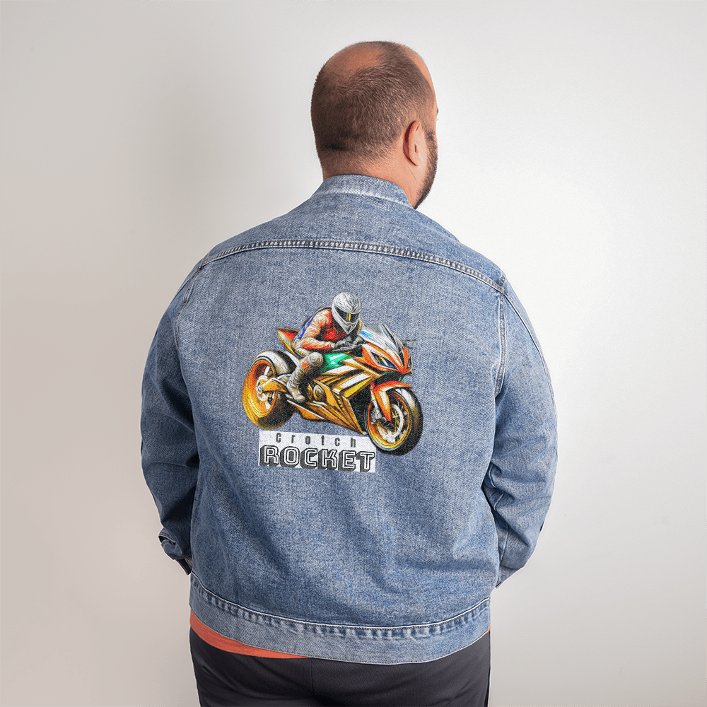 Crotch Rocket Motorcycle Men's DTG Denim Jacket