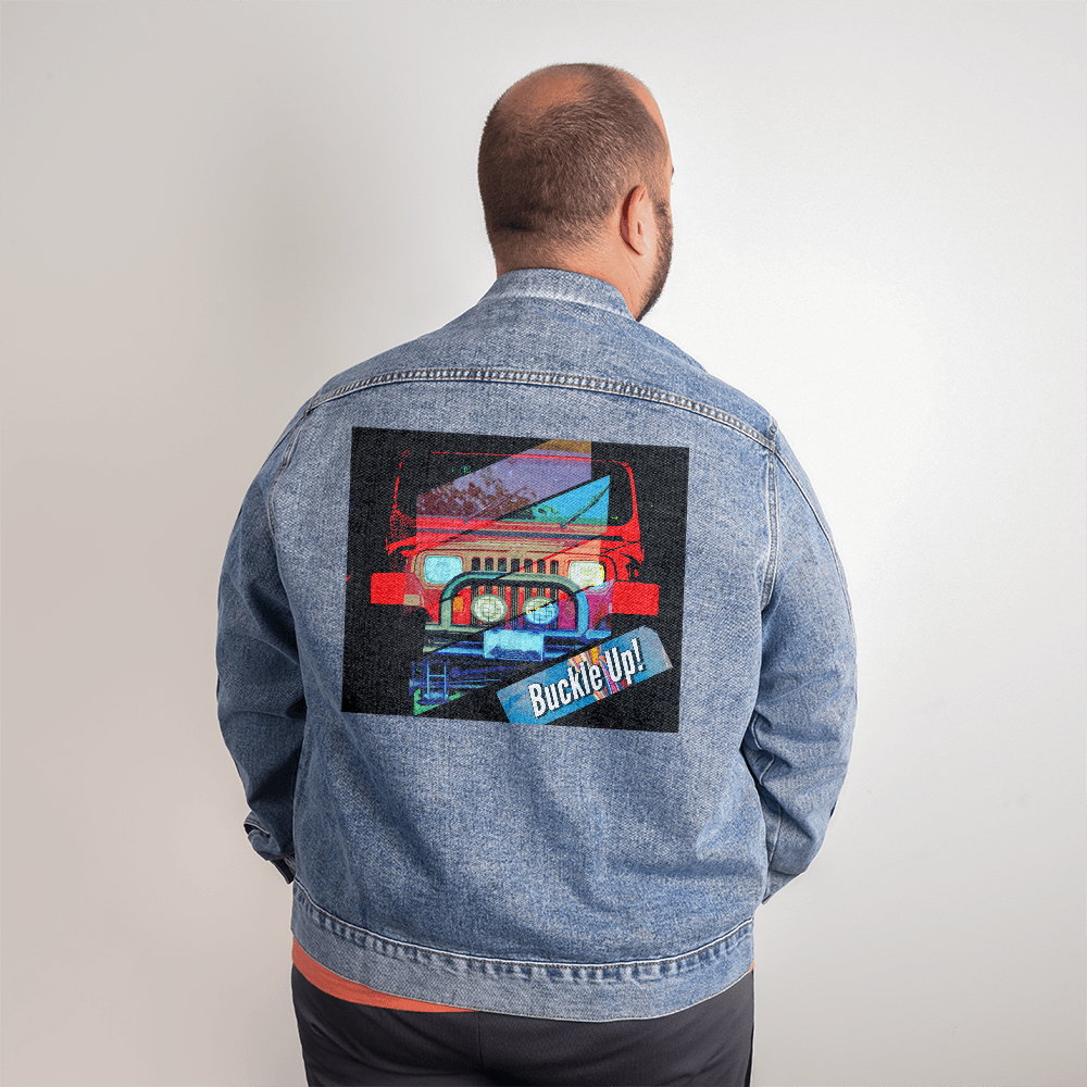 Buckle Up! 4-wheel Drive Men's DTG Denim Jacket