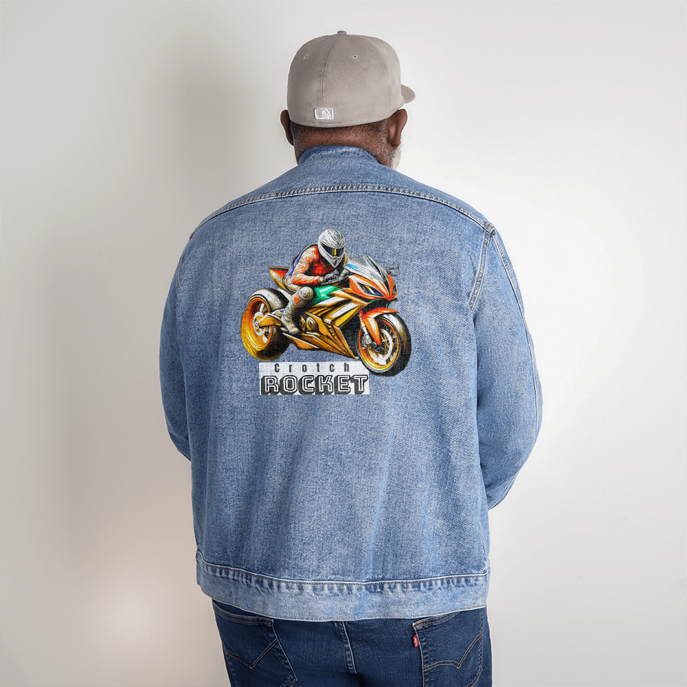 Crotch Rocket Motorcycle Men's DTG Denim Jacket