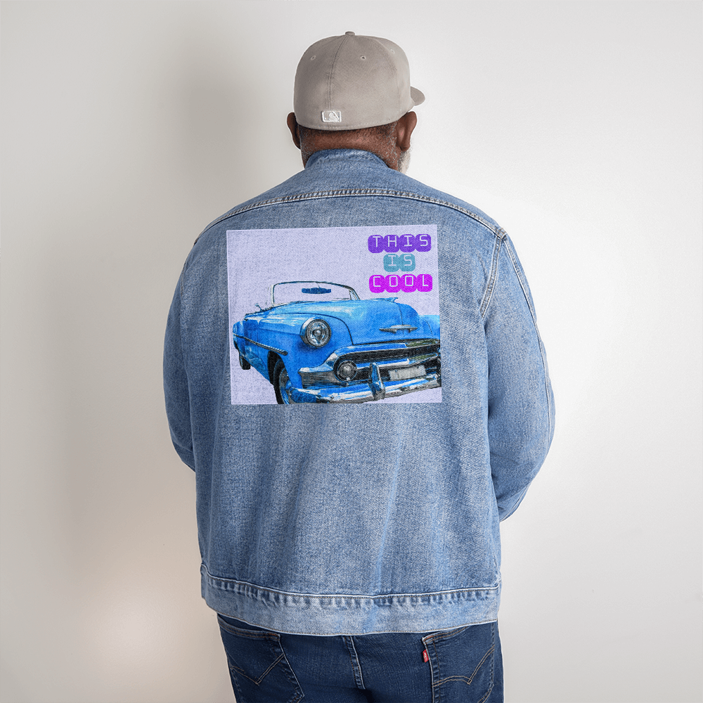 Classic Old Car is Cool DTG Denim Jacket for Men