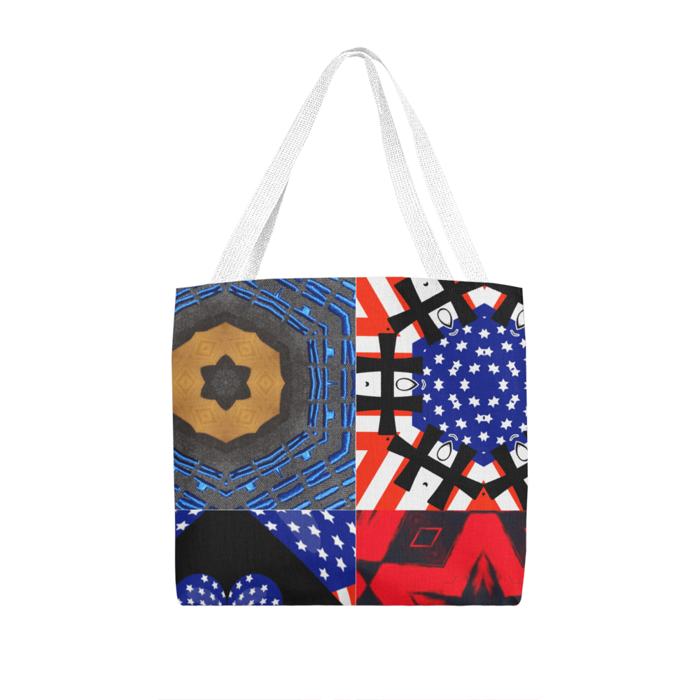 USA Patchwork Design Classic Tote Bag Available in 3 Sizes