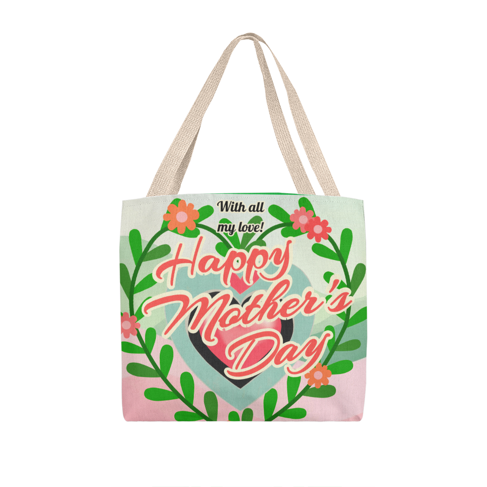 Happy Mother's Day with Greenery Heart on Classic Tote Bag