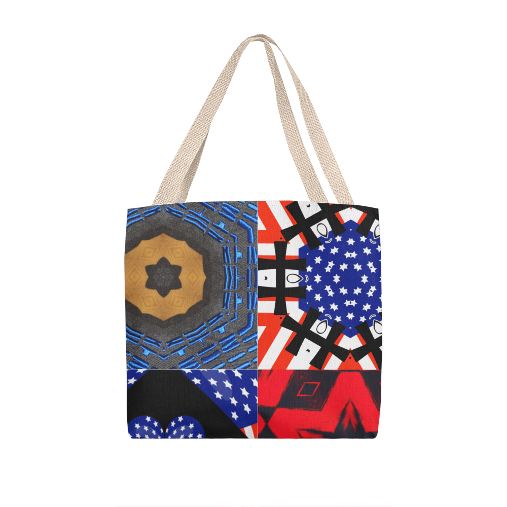 USA Patchwork Design Classic Tote Bag Available in 3 Sizes