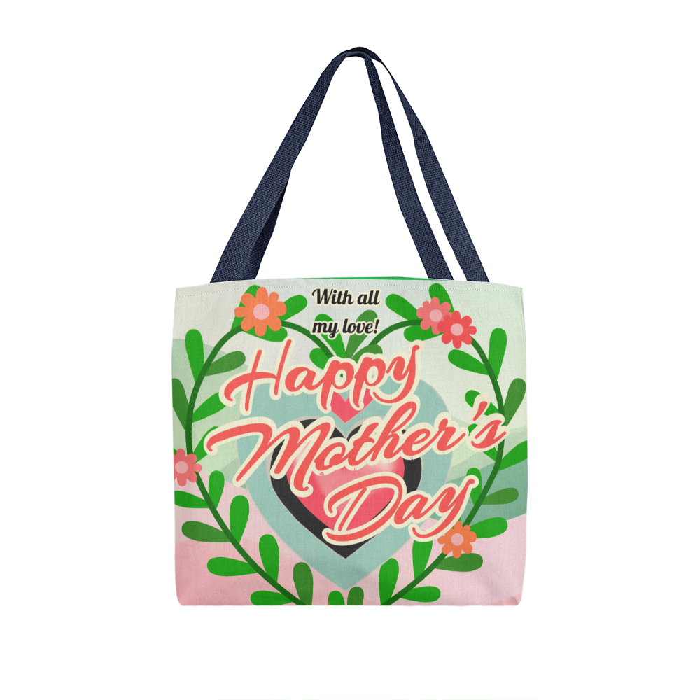 Happy Mother's Day with Greenery Heart on Classic Tote Bag