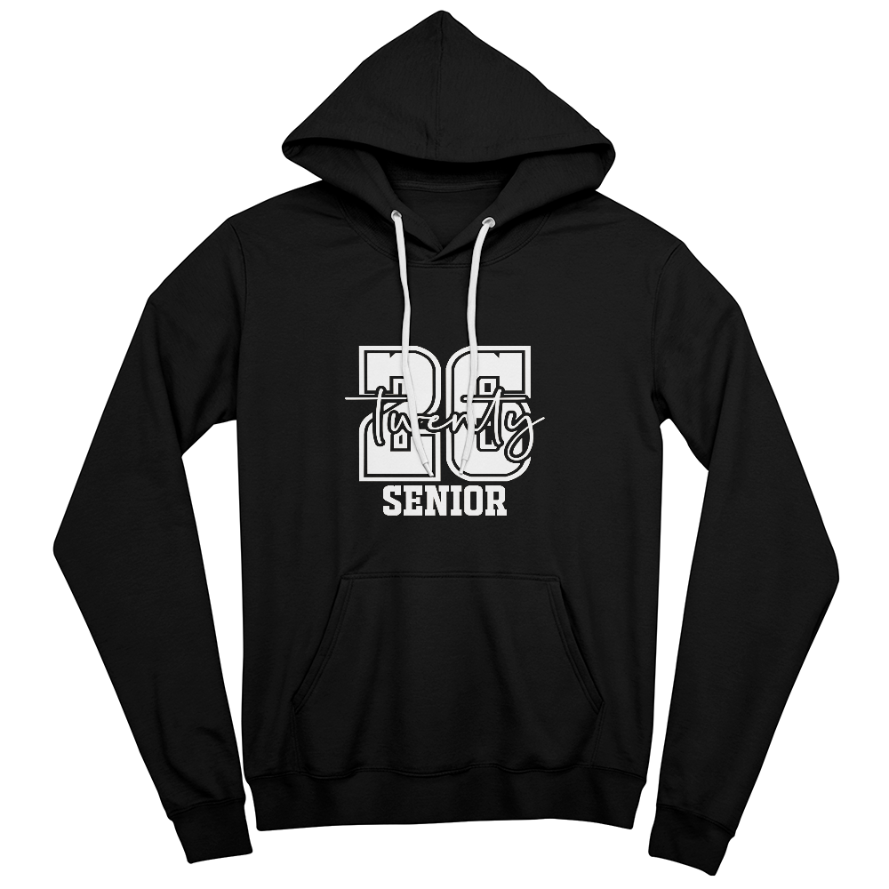 White Senior Twenty 26 Graduate Bella + Canvas 3719 Pullover Fleece Hoodie