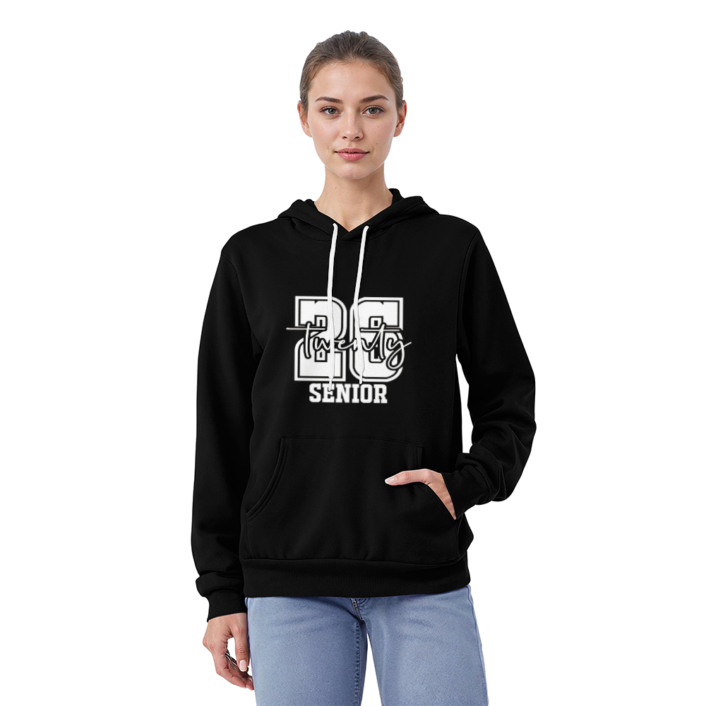 White Senior Twenty 26 Graduate Bella + Canvas 3719 Pullover Fleece Hoodie