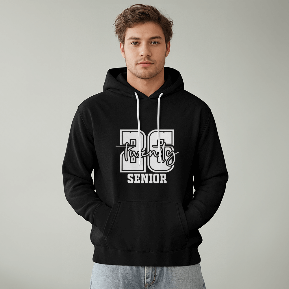 White Senior Twenty 26 Graduate Bella + Canvas 3719 Pullover Fleece Hoodie