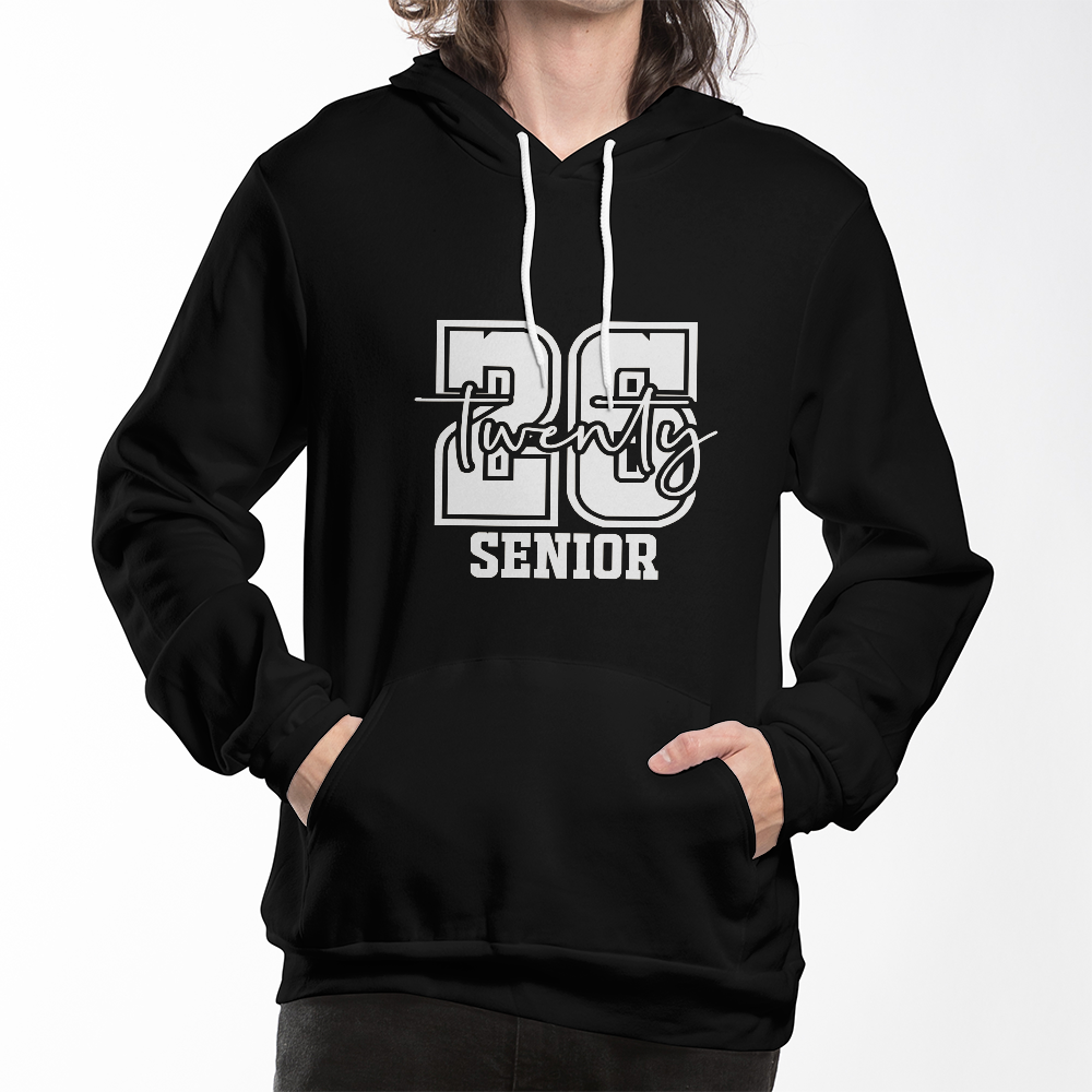 White Senior Twenty 26 Graduate Bella + Canvas 3719 Pullover Fleece Hoodie