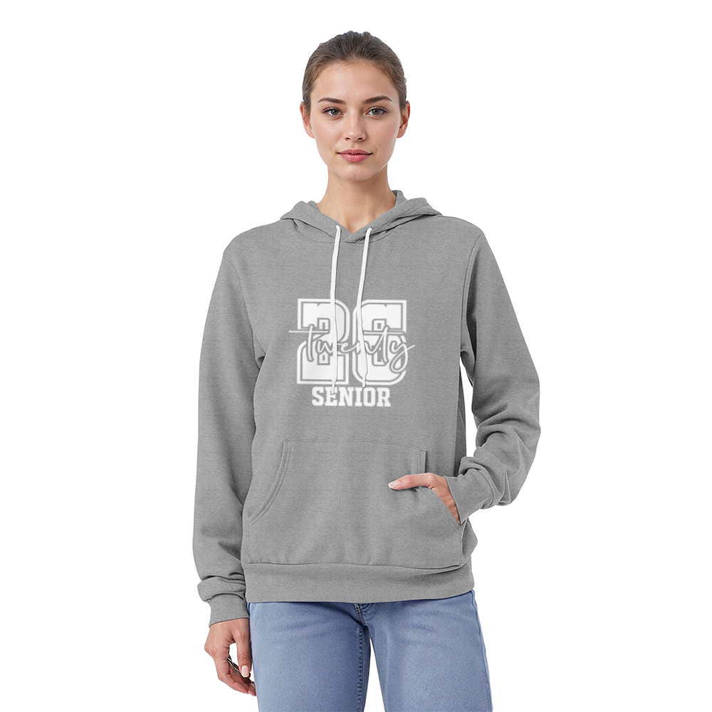 White Senior Twenty 26 Graduate Bella + Canvas 3719 Pullover Fleece Hoodie