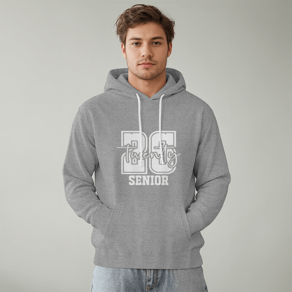 White Senior Twenty 26 Graduate Bella + Canvas 3719 Pullover Fleece Hoodie