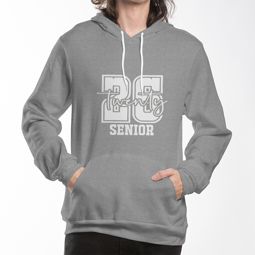 White Senior Twenty 26 Graduate Bella + Canvas 3719 Pullover Fleece Hoodie