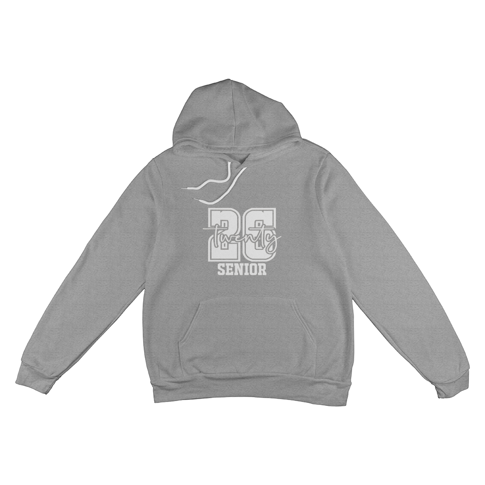 White Senior Twenty 26 Graduate Bella + Canvas 3719 Pullover Fleece Hoodie