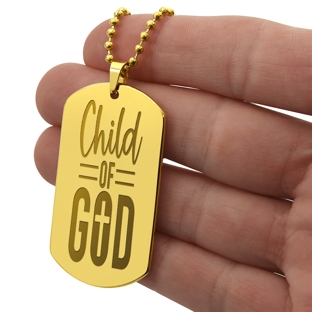 Child of God Faith Based Engraved Dog Tags Necklace
