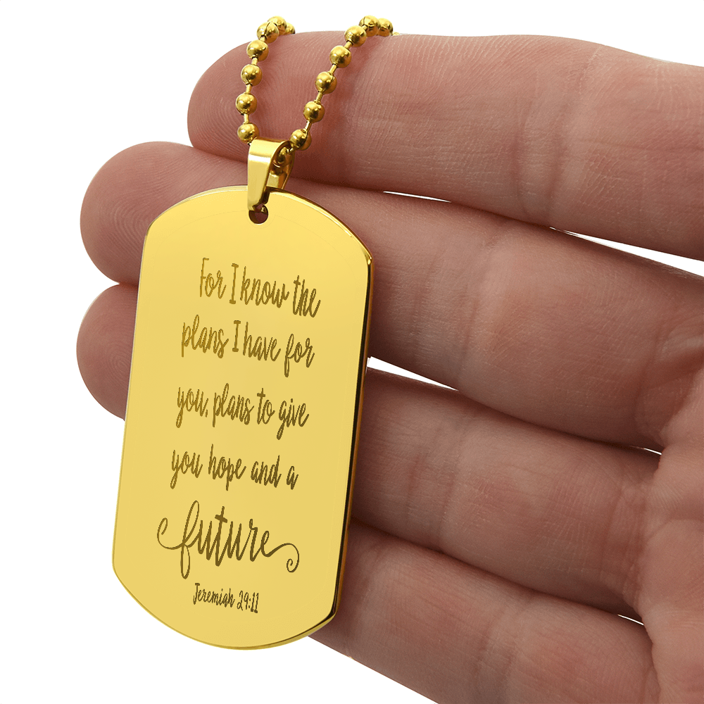 Plans for Hope and a Future Scripture Engraved Dog Tags Necklace
