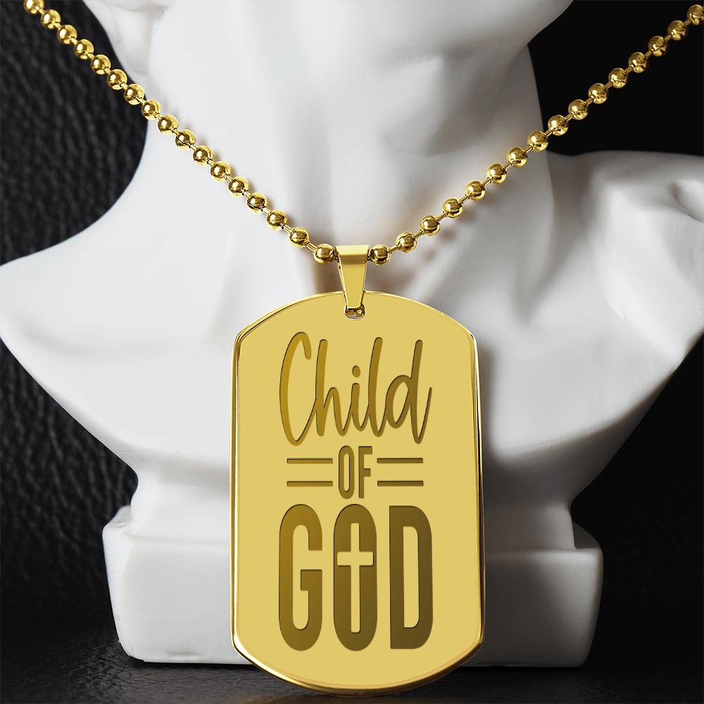 Child of God Faith Based Engraved Dog Tags Necklace
