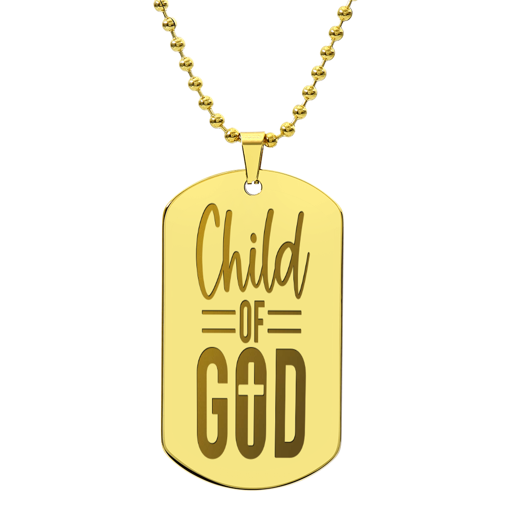 Child of God Faith Based Engraved Dog Tags Necklace