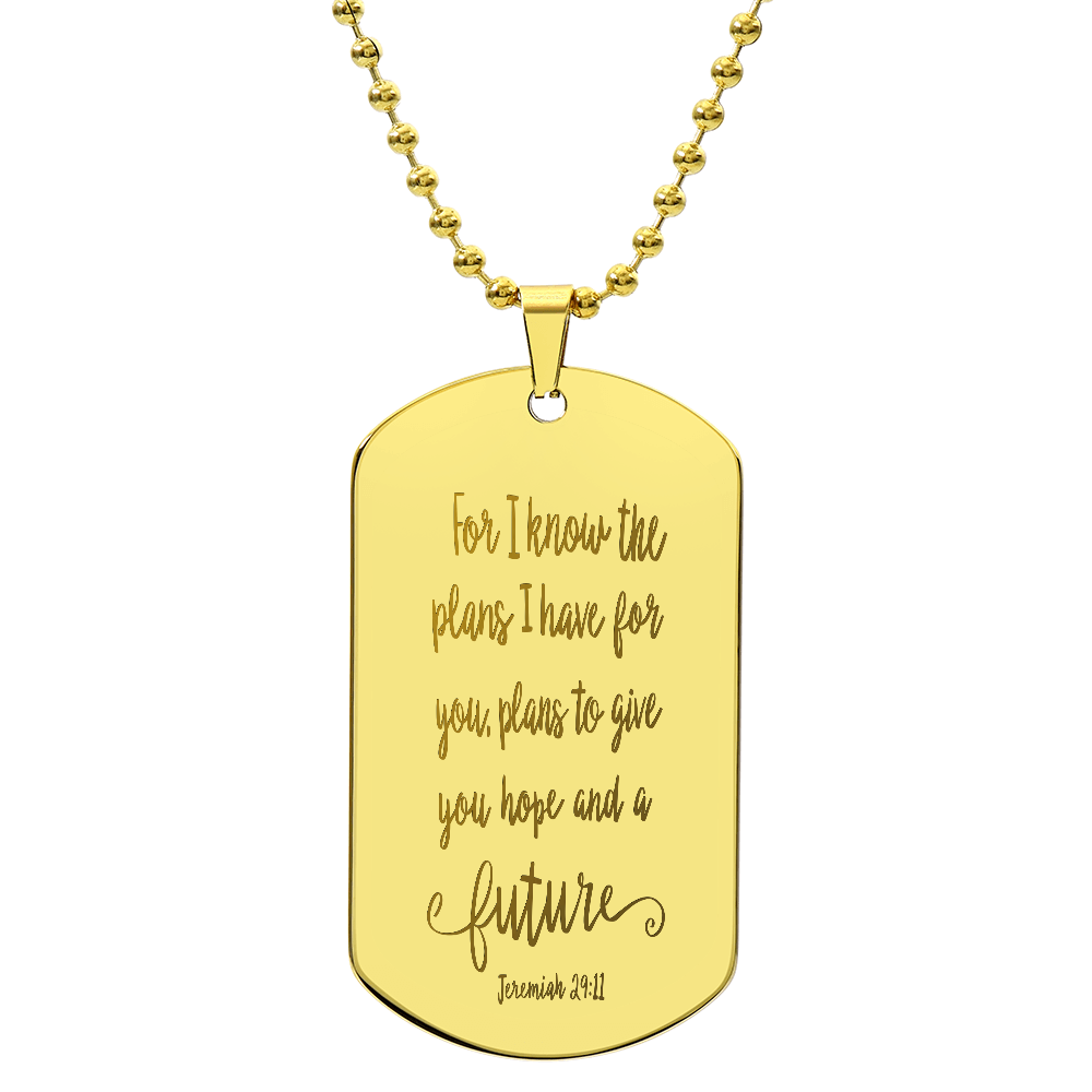 Plans for Hope and a Future Scripture Engraved Dog Tags Necklace