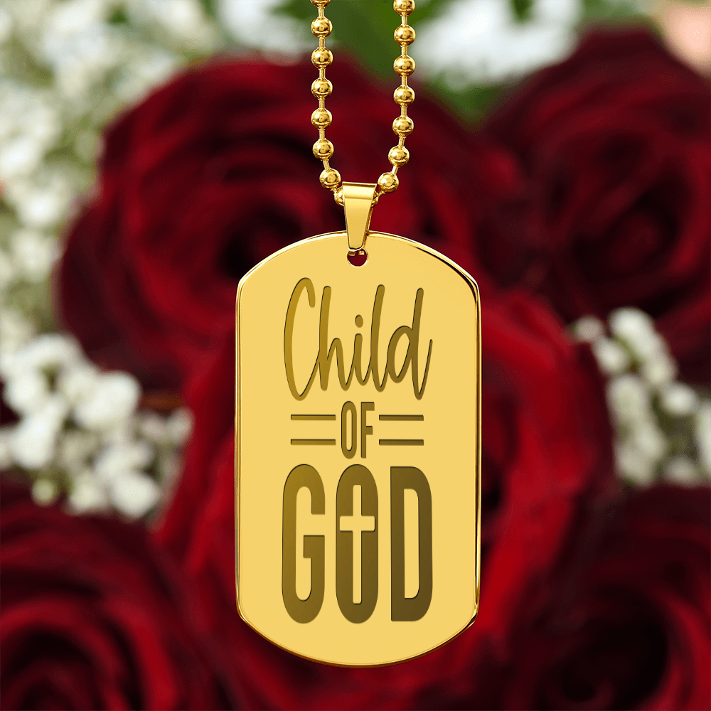 Child of God Faith Based Engraved Dog Tags Necklace