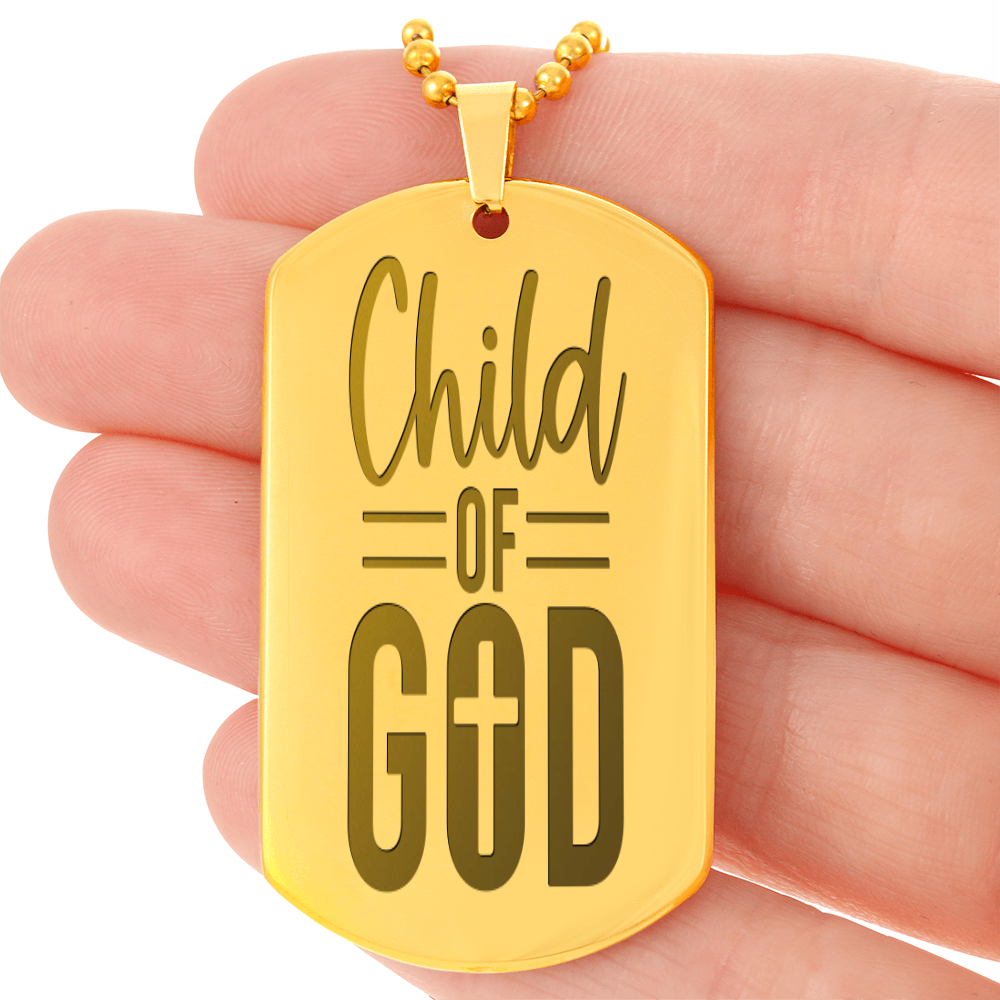Child of God Faith Based Engraved Dog Tags Necklace