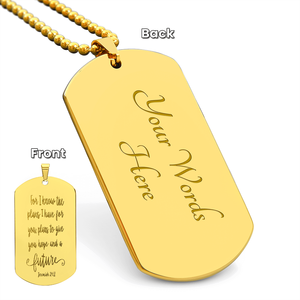 Plans for Hope and a Future Scripture Engraved Dog Tags Necklace