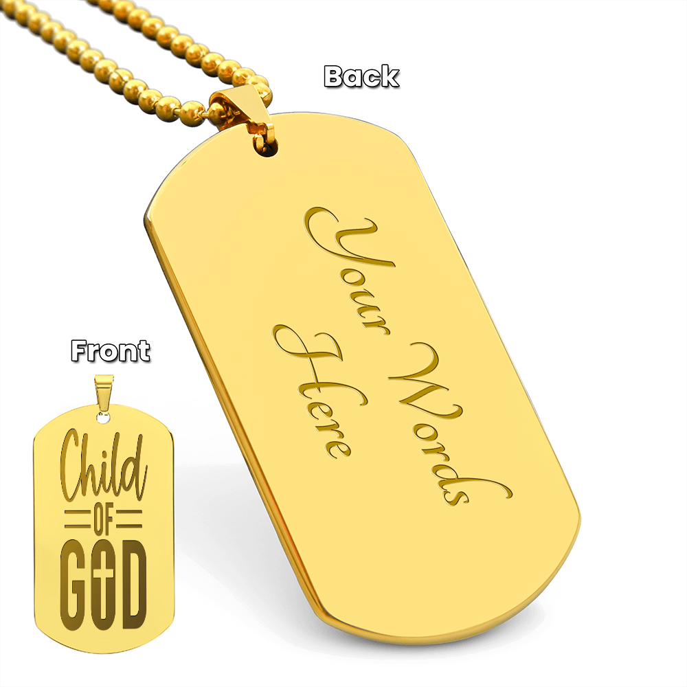 Child of God Faith Based Engraved Dog Tags Necklace