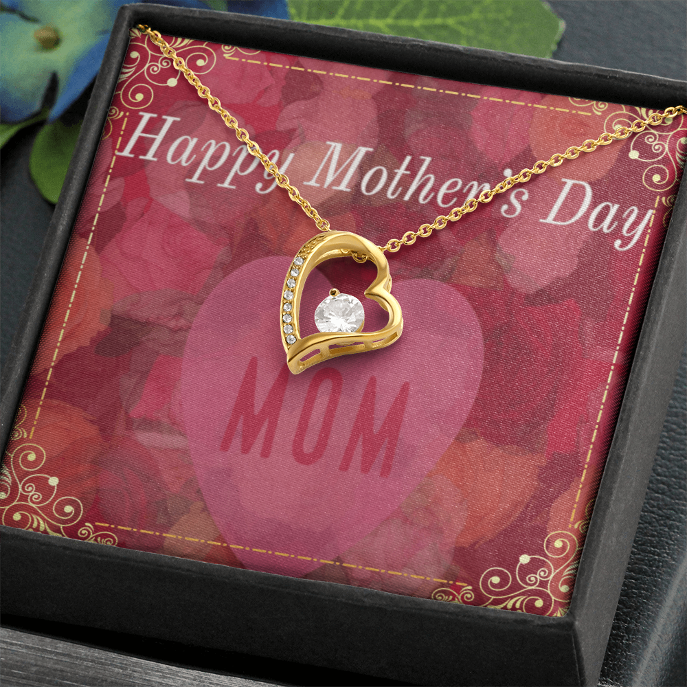Happy Mother's Day Mom Red Roses with Forever Love Necklace