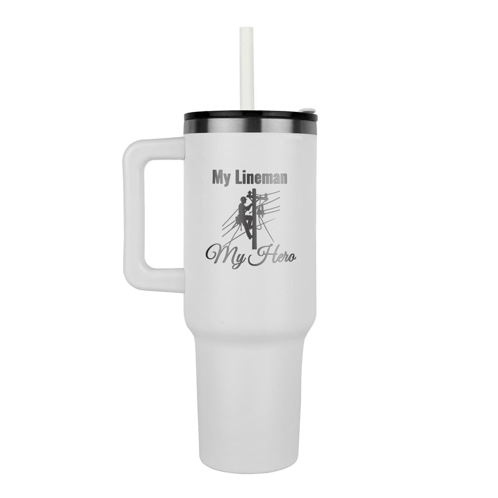 My Lineman My Hero Engraved Pinnacle 40 oz Tumbler