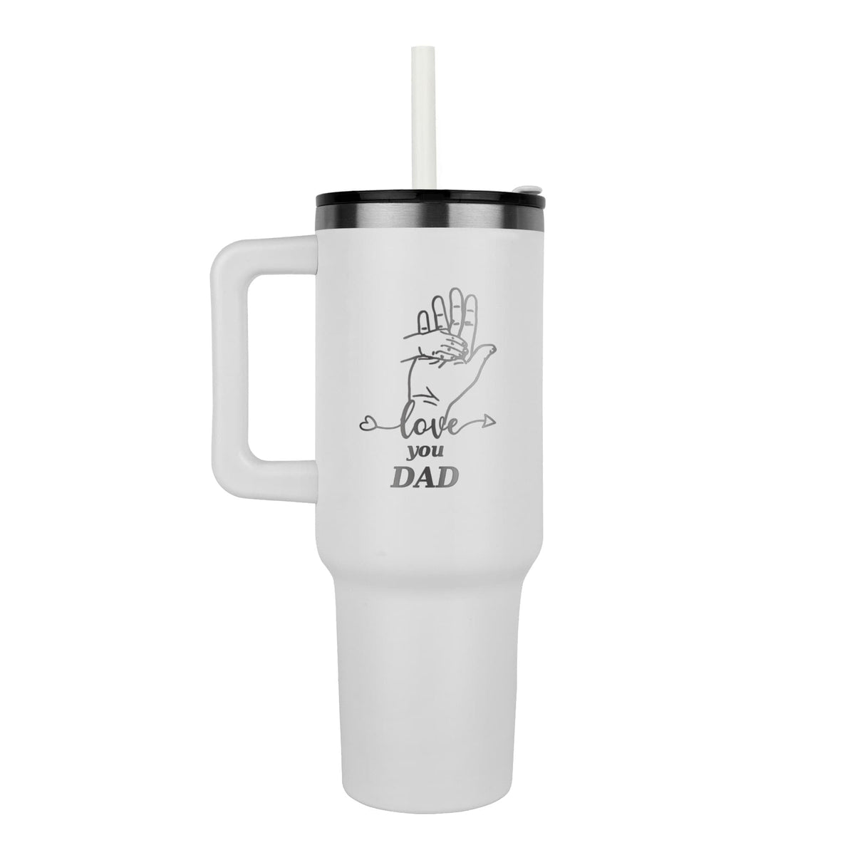 Child's Small Hand placed in Dad's Large Hand with Love Pinnacle 40oz Tumbler