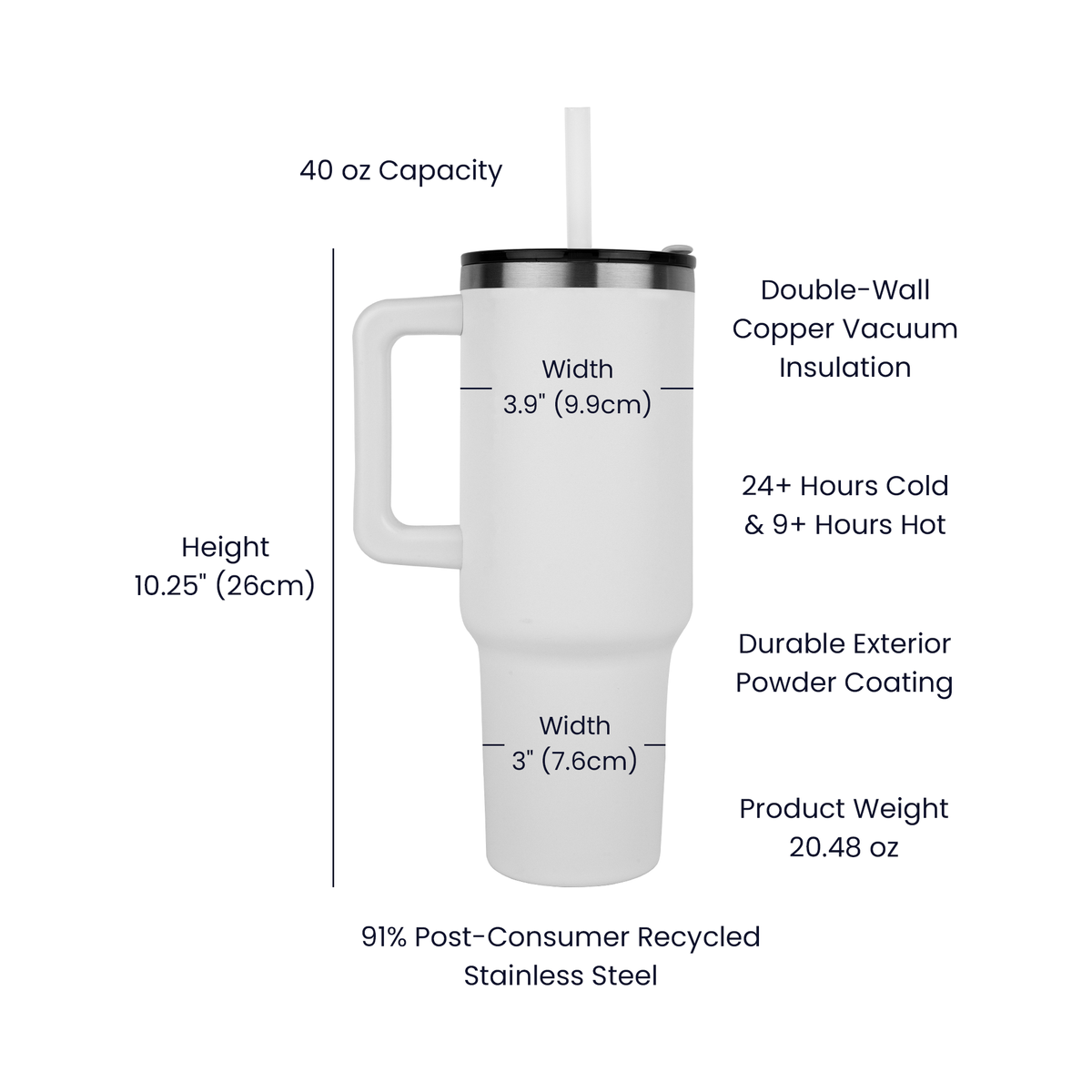 Happy Anniversary Engraved Pinnacle 40 oz Stainless Steel Tumbler