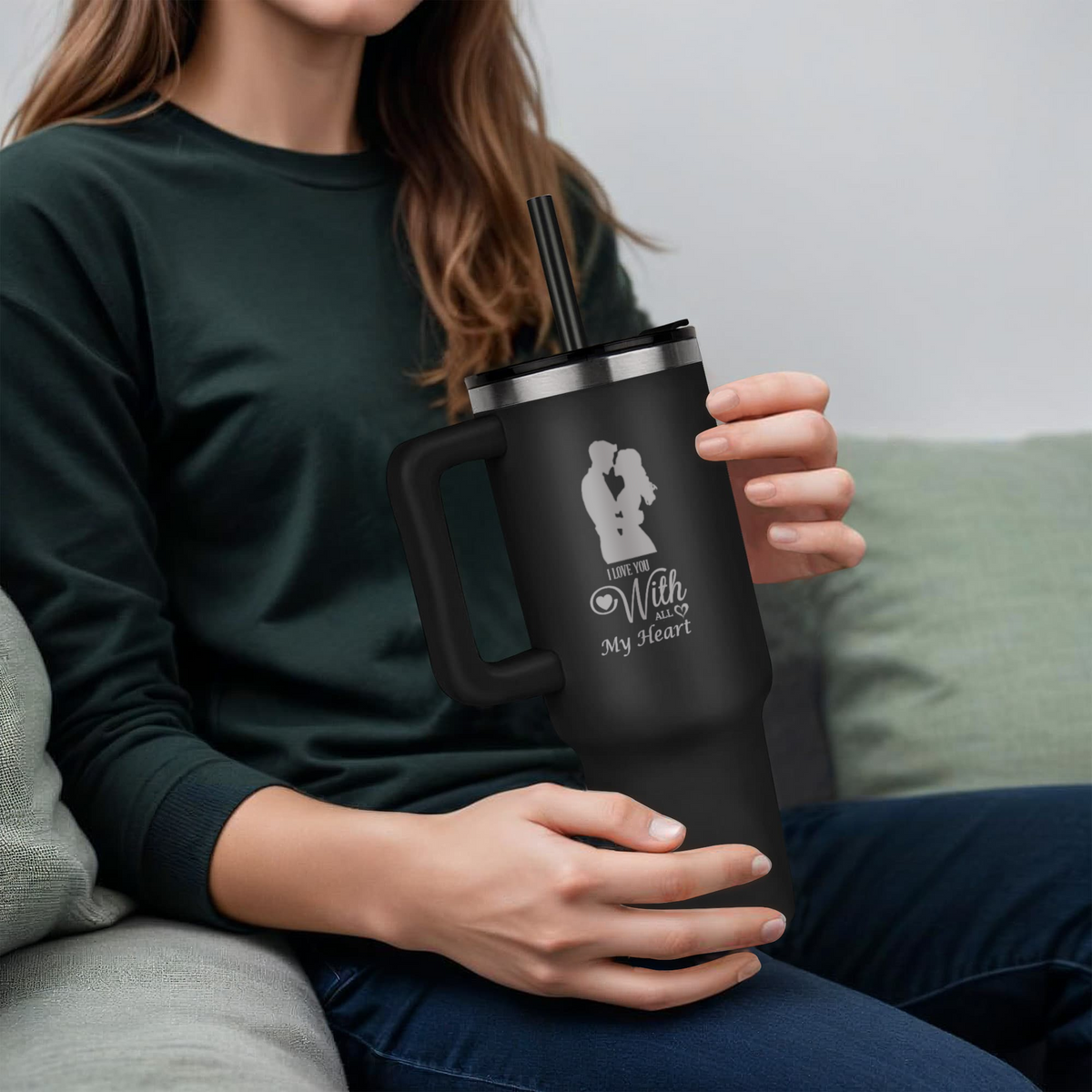 I Love You With All My Heart Engraved Pinnacle 40oz Tumbler