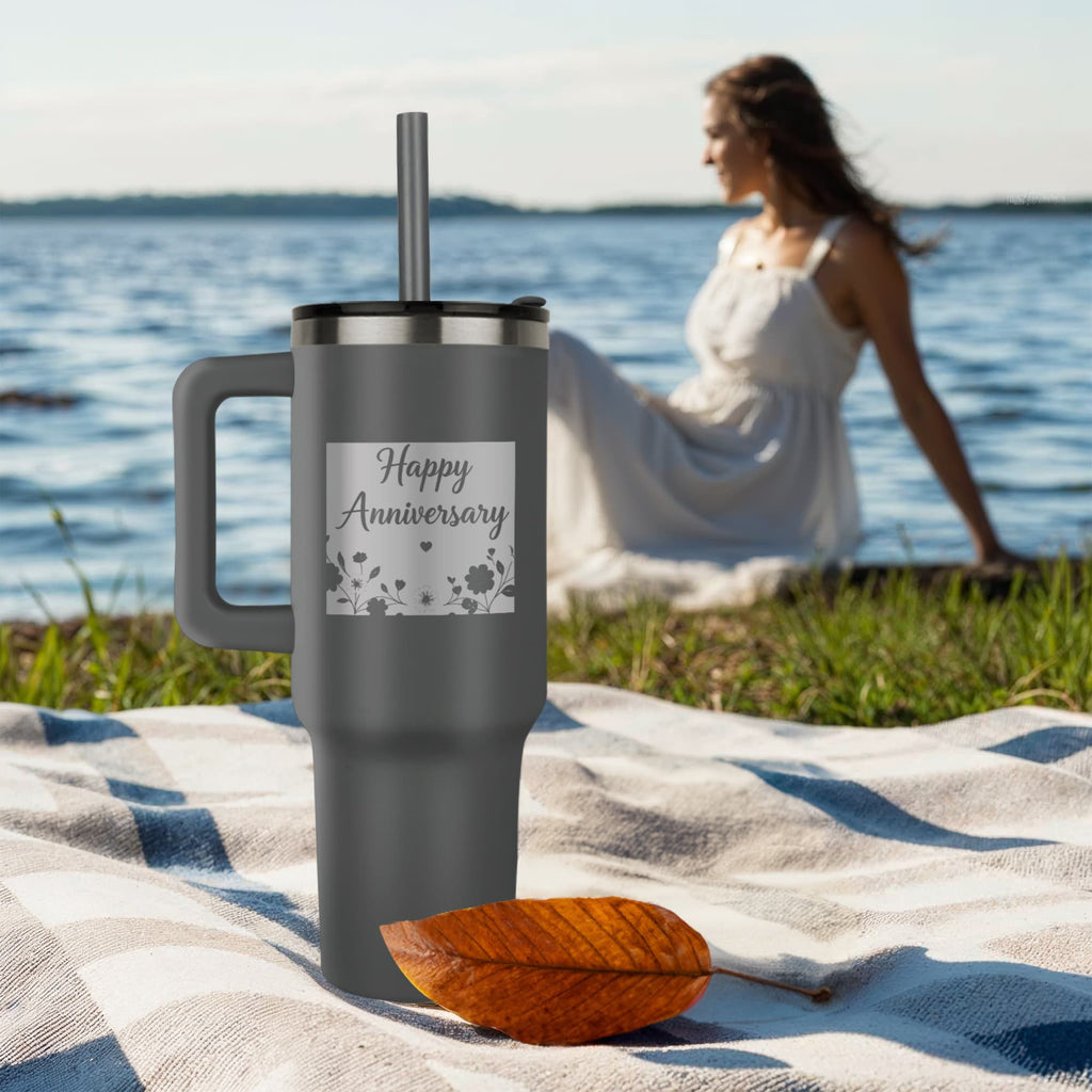 Happy Anniversary Engraved Pinnacle 40 oz Stainless Steel Tumbler