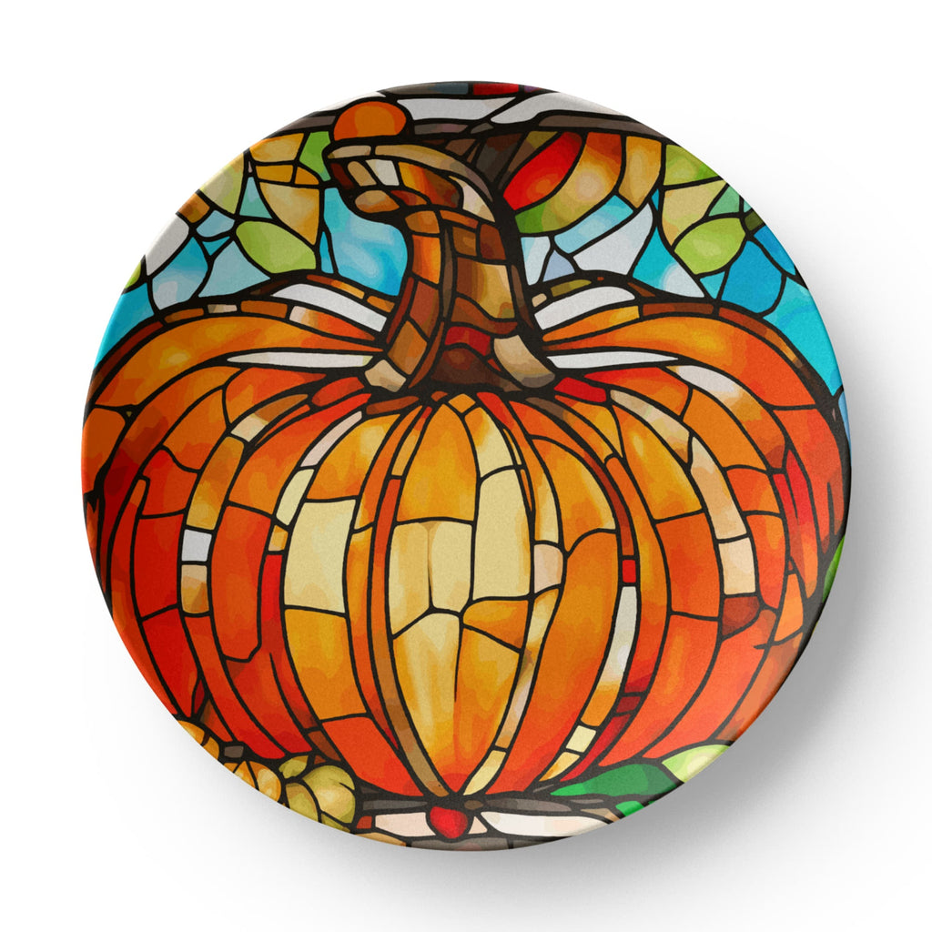 Stained Glass Orange Pumpkin Serving Plate