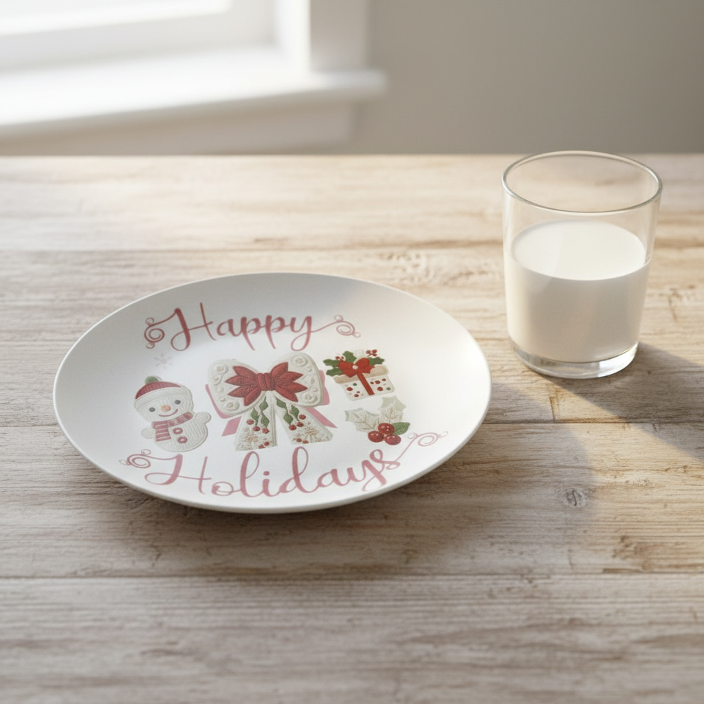 Pink Happy Holidays Faux Yarn Polymer 10" Plate