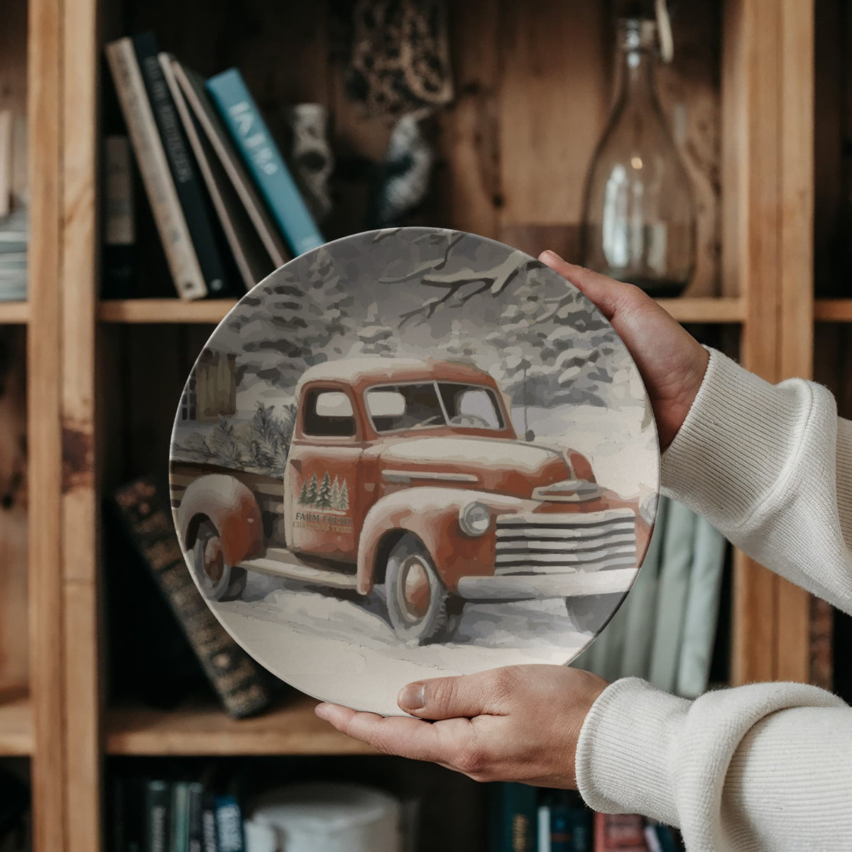 Farm Fresh Christmas Trees Vintage Truck 10" Plate