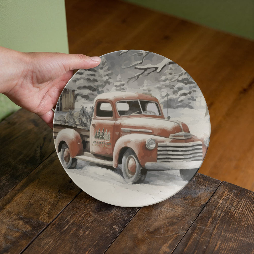 Farm Fresh Christmas Trees Vintage Truck 10" Plate