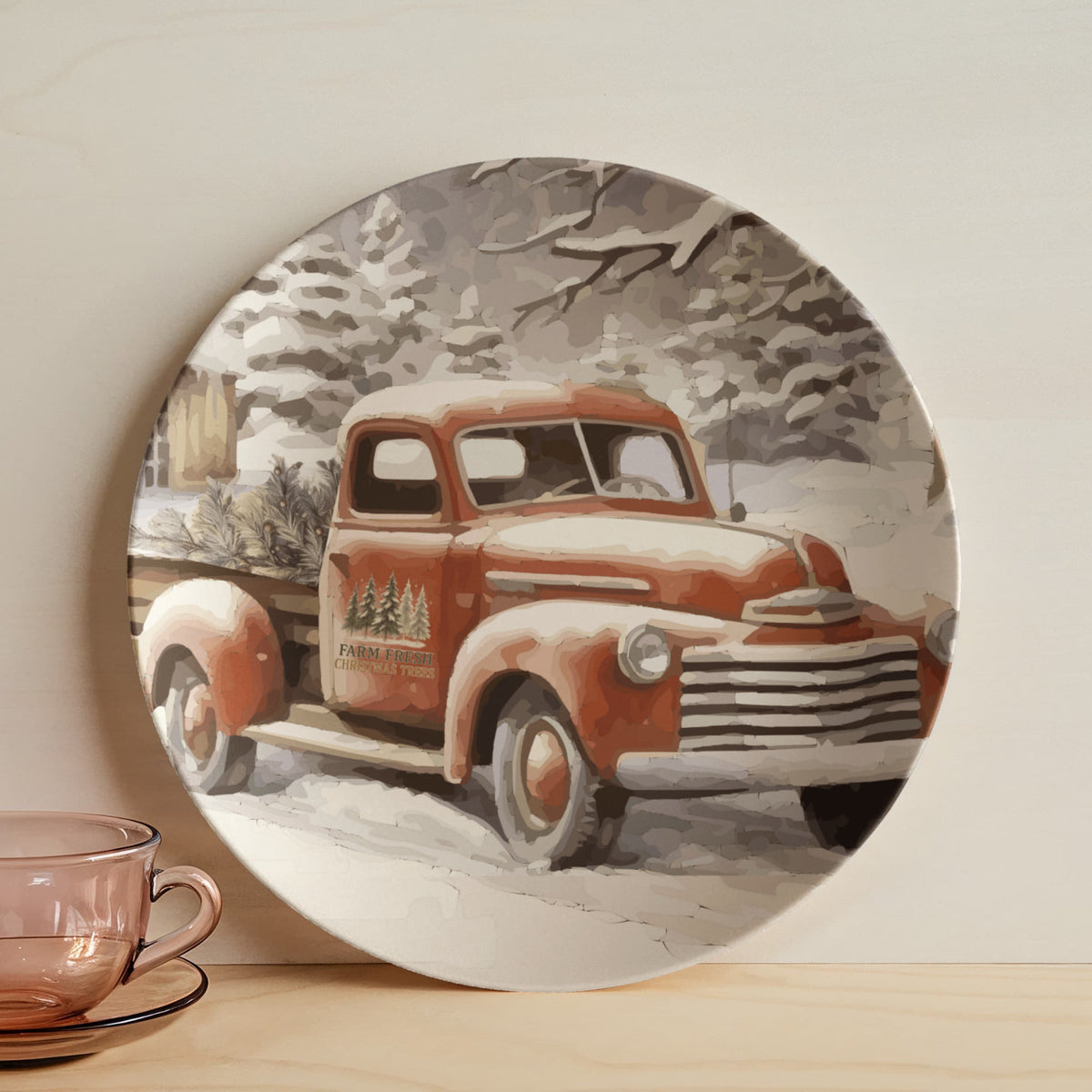 Farm Fresh Christmas Trees Vintage Truck 10" Plate