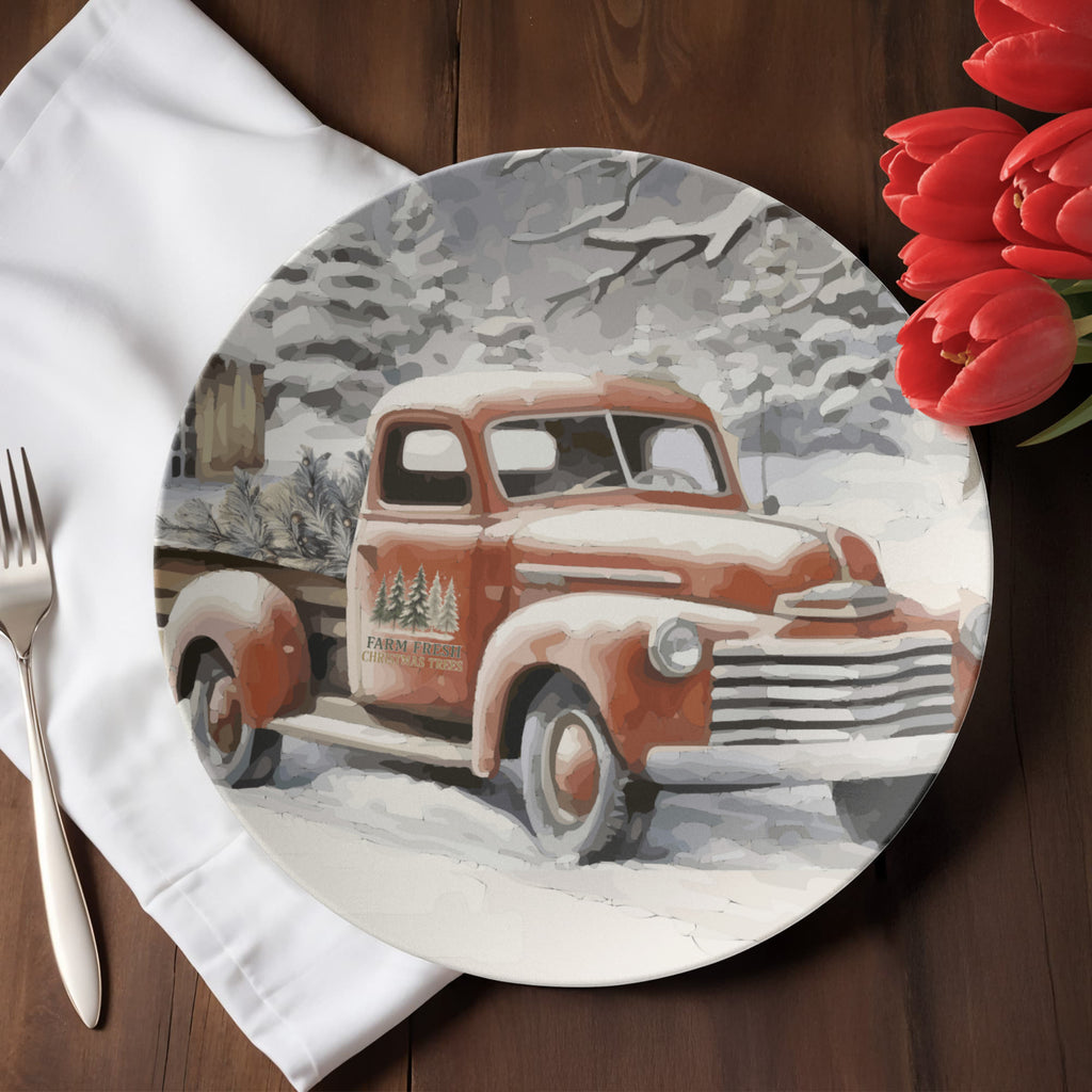 Farm Fresh Christmas Trees Vintage Truck 10" Plate
