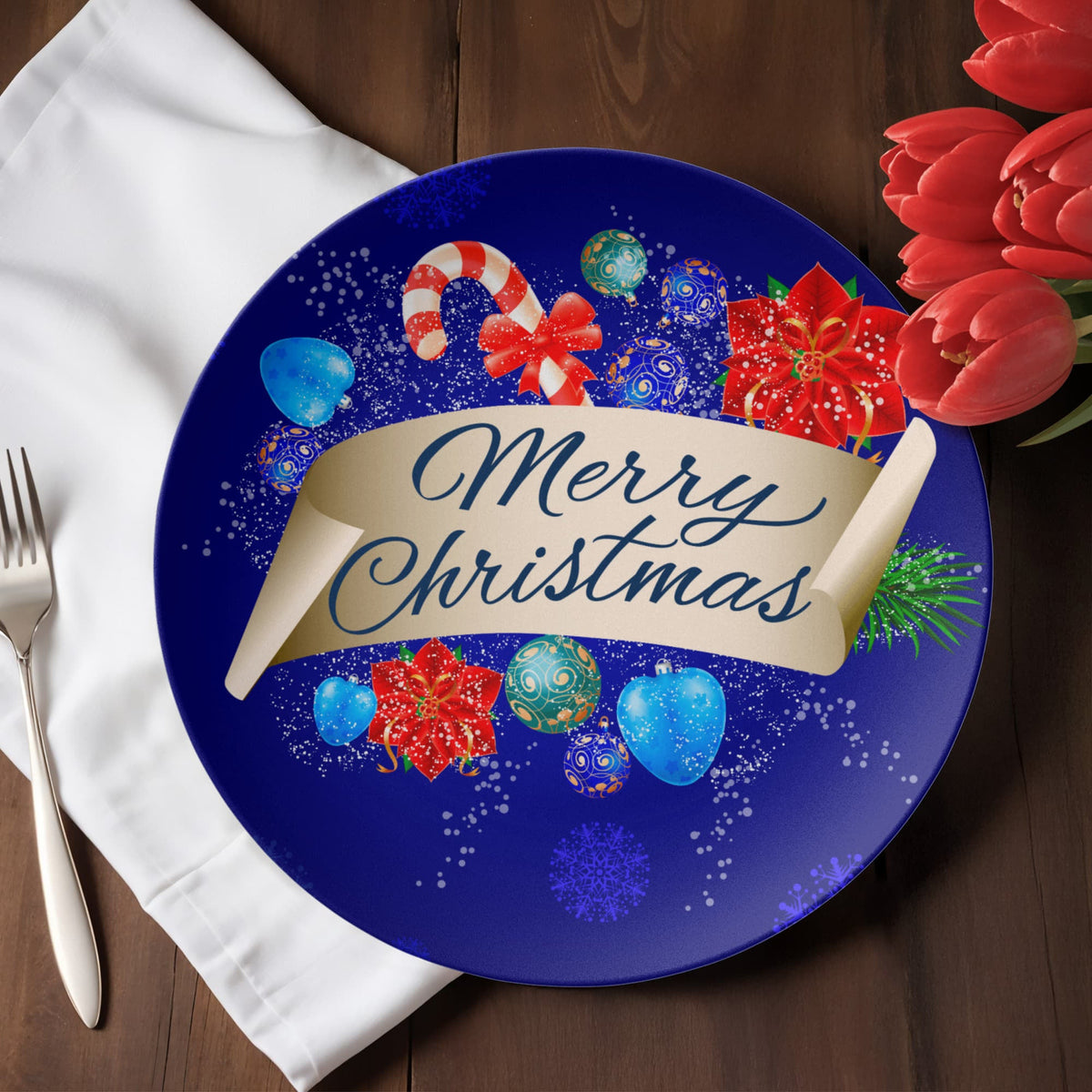 Blue Merry Christmas 10" Polymer Plate