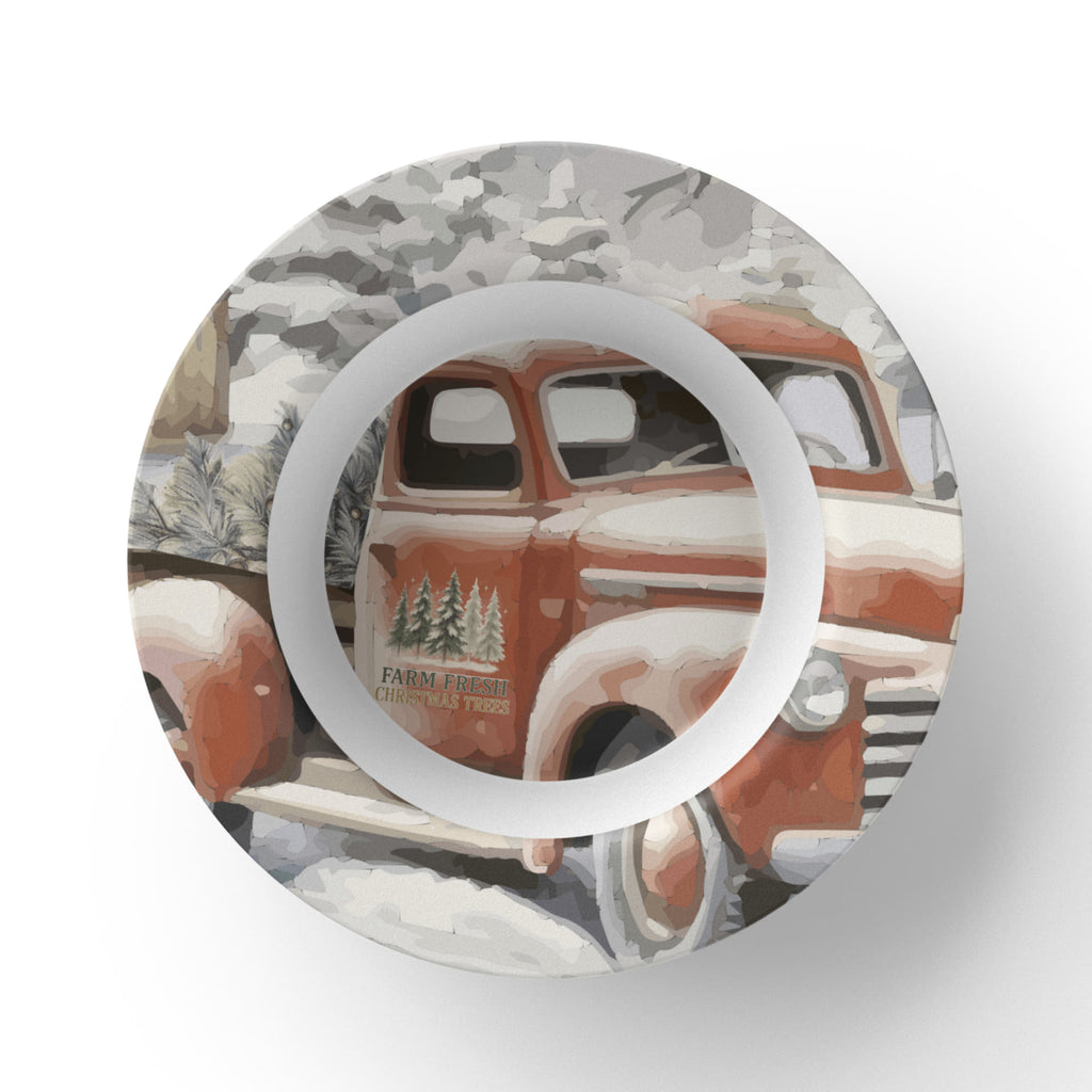 Farm Fresh Christmas Trees Vintage Truck 8.5" Polymer Bowl