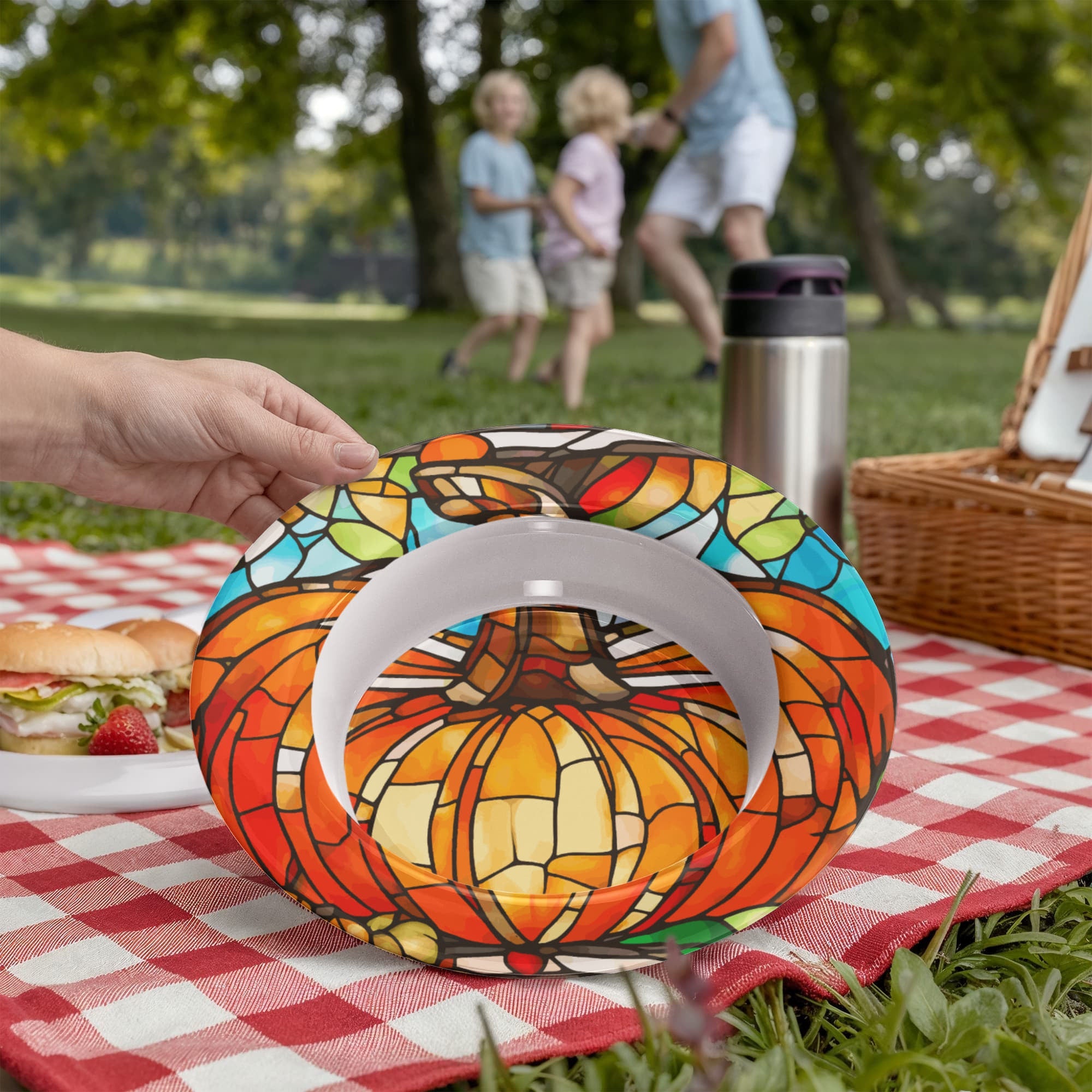 Stained Glass Orange Pumpkin 16 oz Bowl