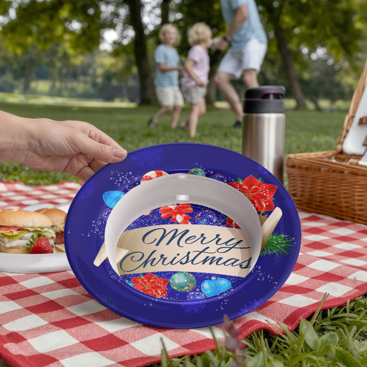 Blue Merry Christmas 8.5" Polymer Bowl