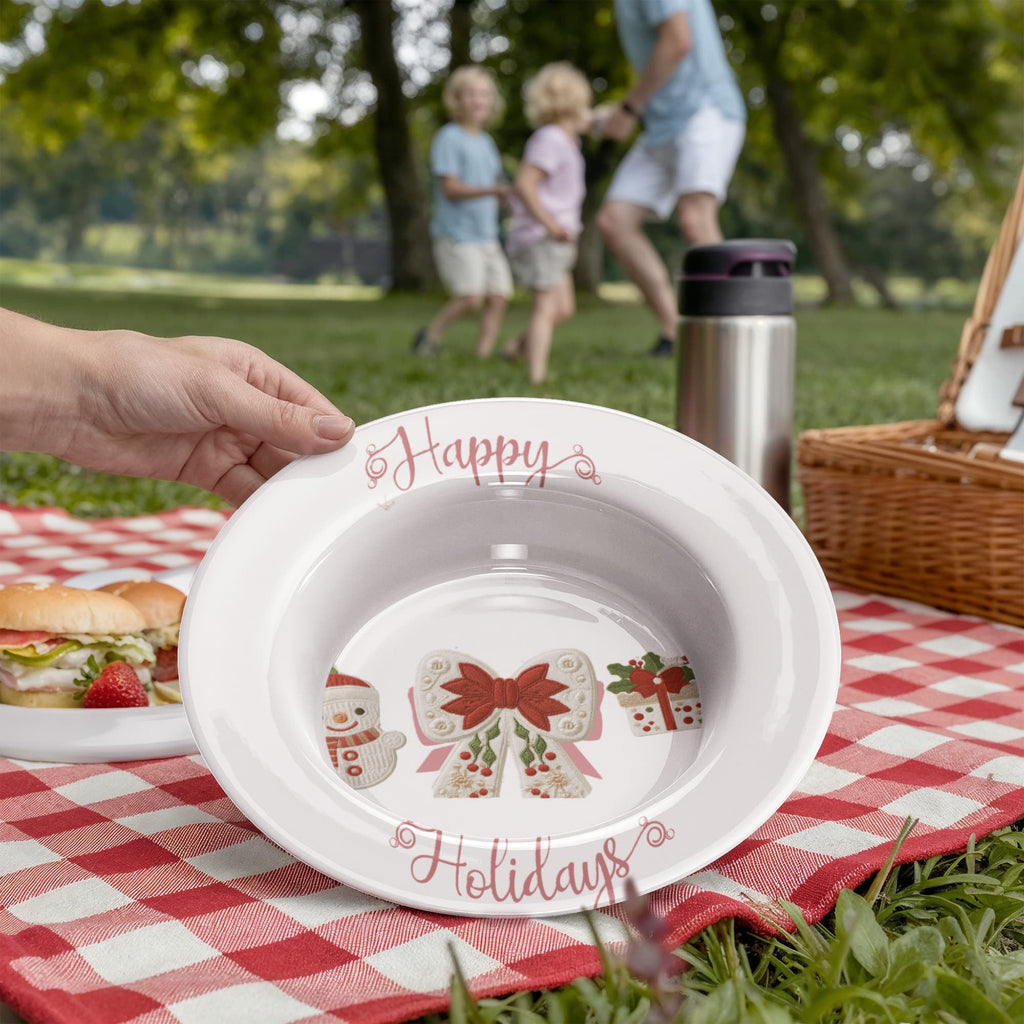 Happy Holidays Faux Yarn Polymer 8.5" Bowl