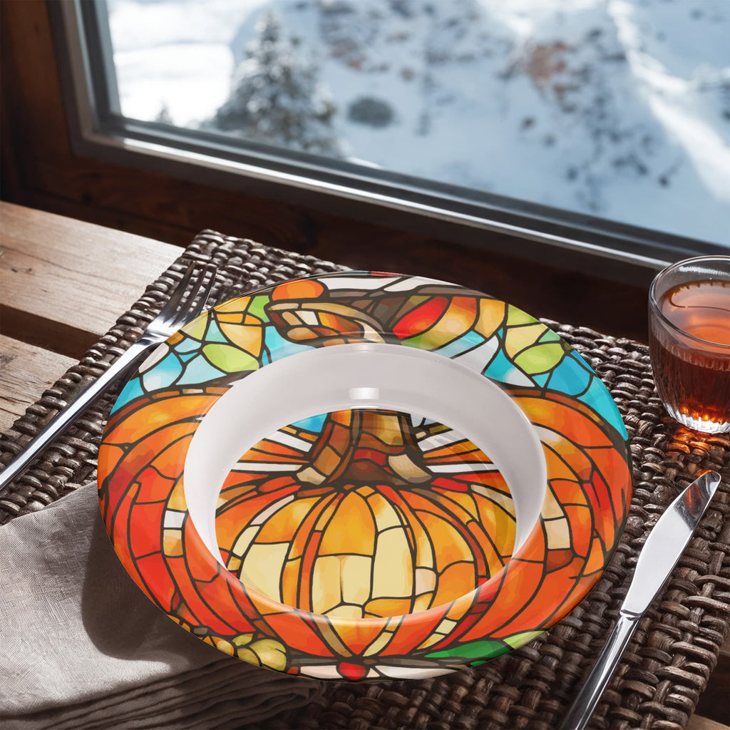 Stained Glass Orange Pumpkin 16 oz Bowl