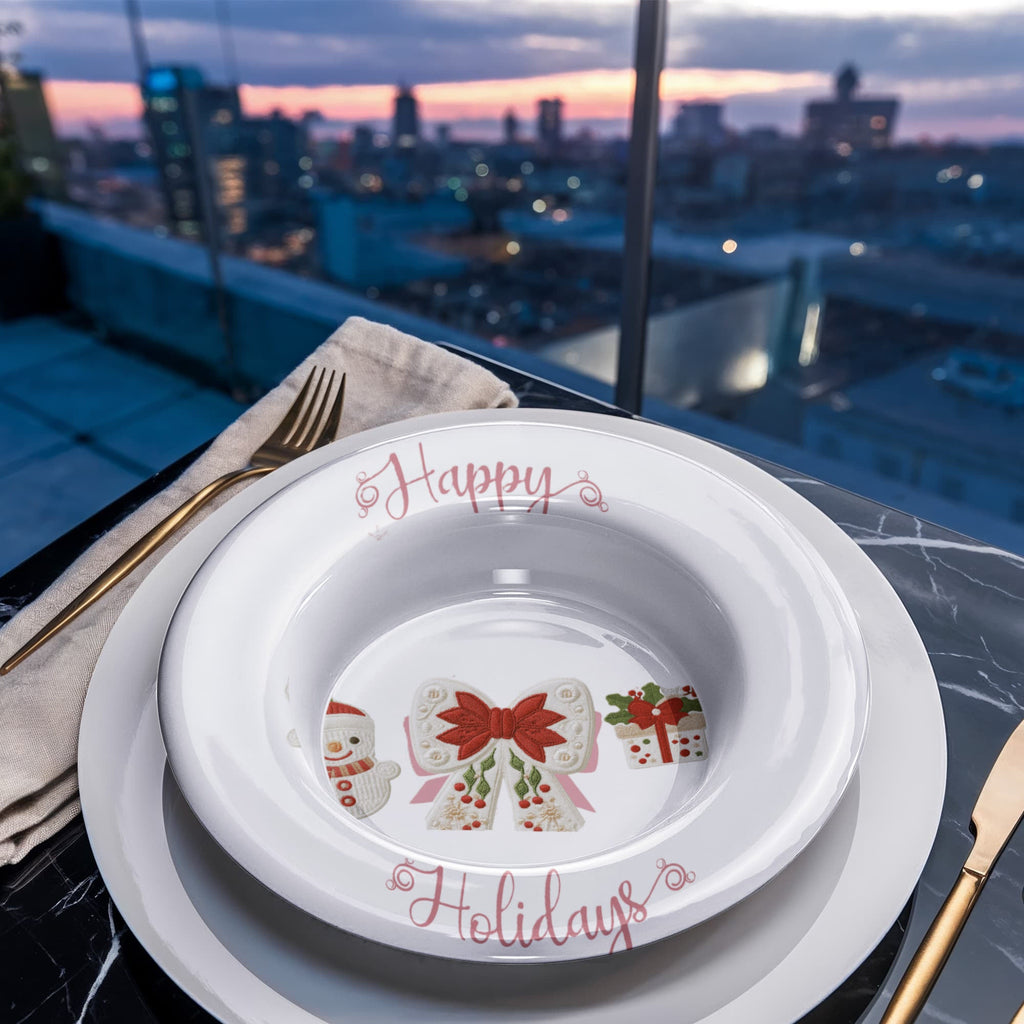 Happy Holidays Faux Yarn Polymer 8.5" Bowl