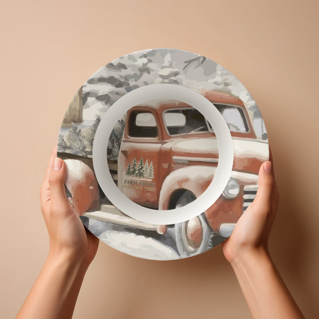 Farm Fresh Christmas Trees Vintage Truck 8.5" Polymer Bowl