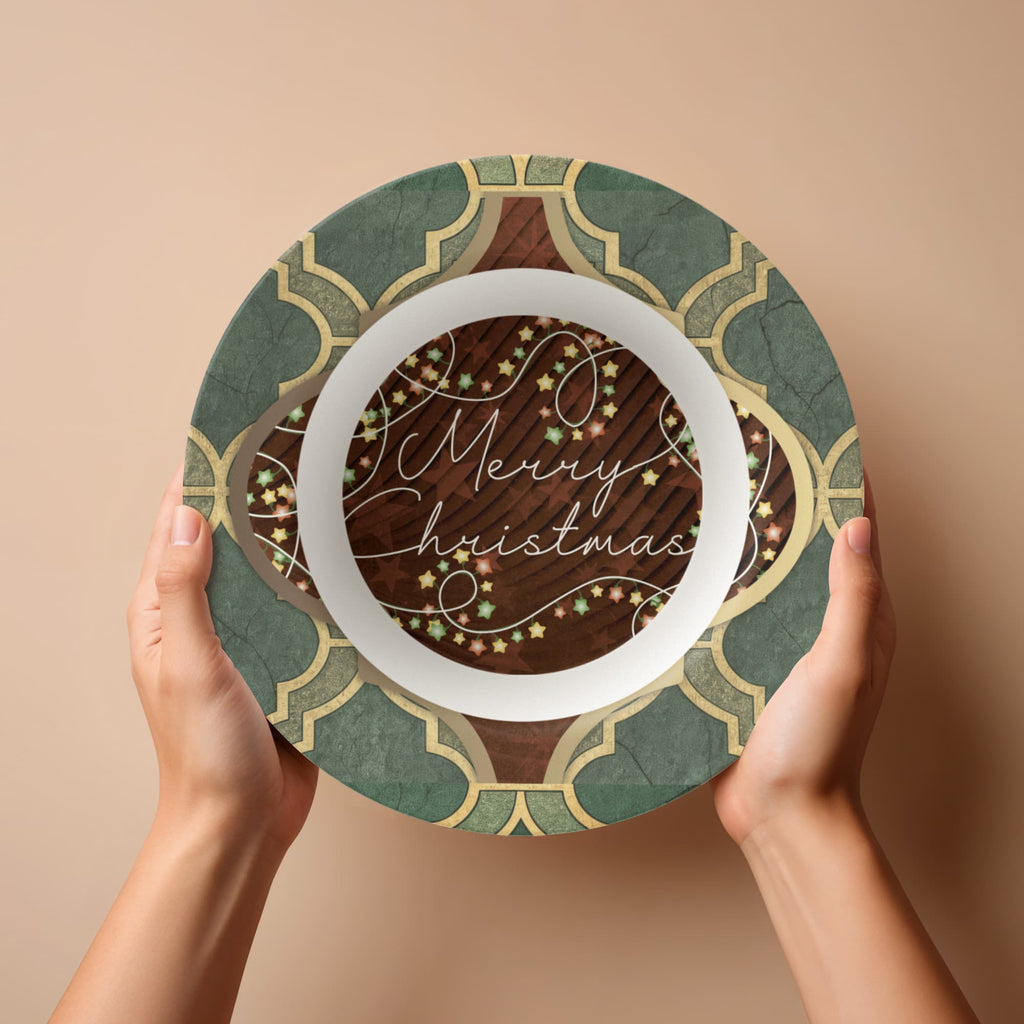 Merry Christmas Arabasque Tile 8.5" Polymer Bowl