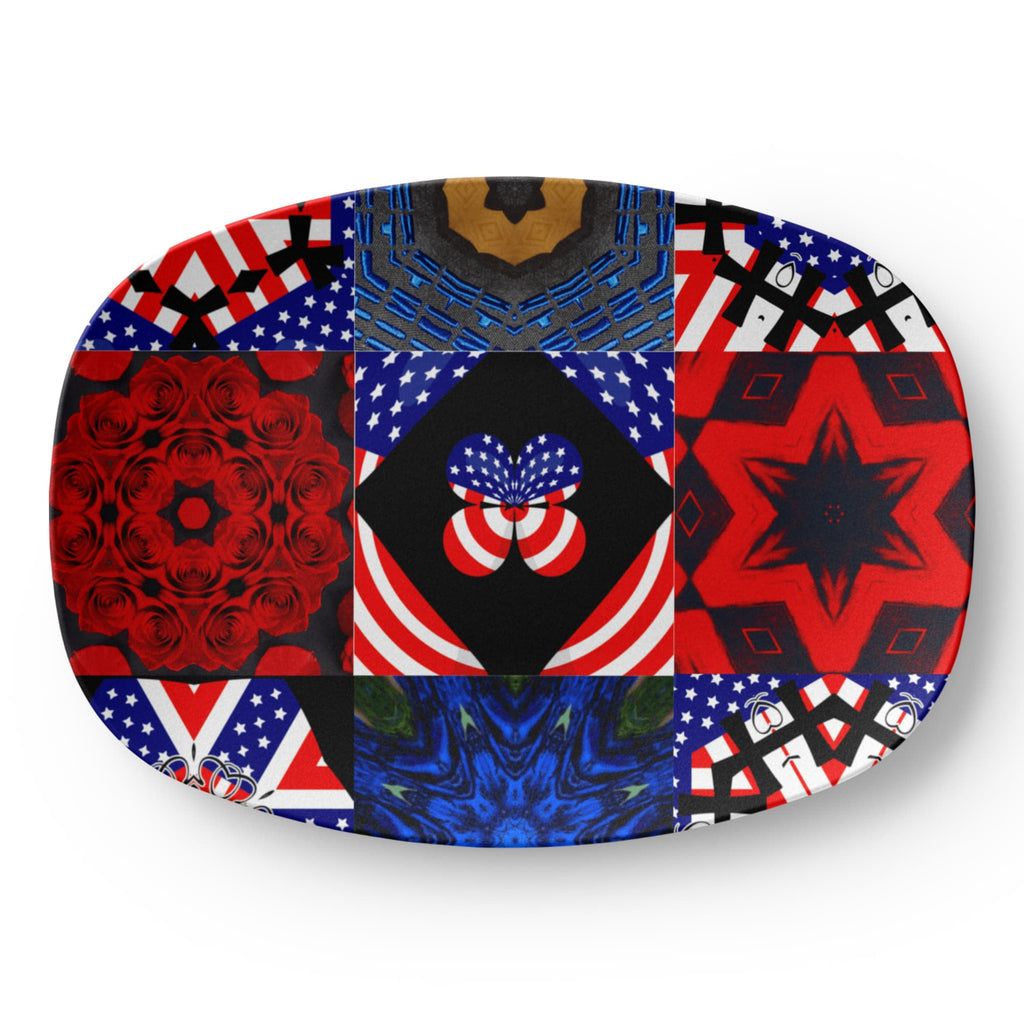 USA Patchwork Design 10” x 14” Oval Serving Platter
